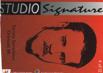 1994-95 Leaf Elit Set (Swedish) - Studio Signatures #4 Tommy Samuelsson Back