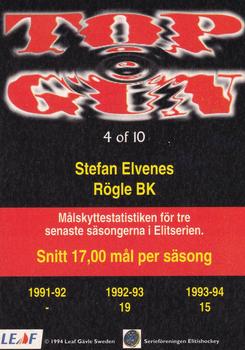 1994-95 Leaf Elit Set (Swedish) - Top Gun #4 Stefan Elvenes Back