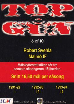 1994-95 Leaf Elit Set (Swedish) - Top Gun #6 Robert Svehla Back
