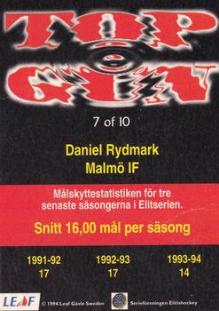 1994-95 Leaf Elit Set (Swedish) - Top Gun #7 Daniel Rydmark Back