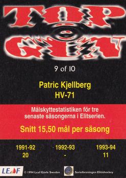 1994-95 Leaf Elit Set (Swedish) - Top Gun #9 Patric Kjellberg Back