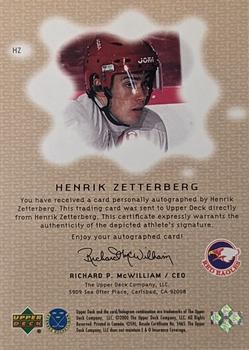 2000-01 Upper Deck Swedish Elite - SHL Signatures #HZ Henrik Zetterberg Back