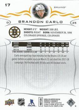 2018-19 Upper Deck #17 Brandon Carlo Back
