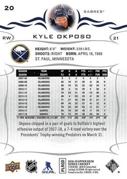 2018-19 Upper Deck #20 Kyle Okposo Back