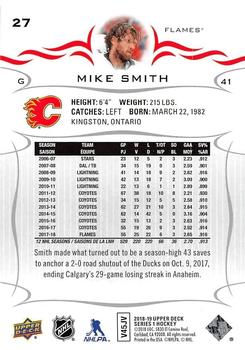 2018-19 Upper Deck #27 Mike Smith Back