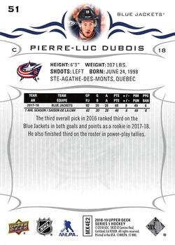 2018-19 Upper Deck #51 Pierre-Luc Dubois Back