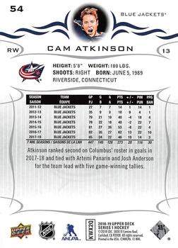 2018-19 Upper Deck #54 Cam Atkinson Back