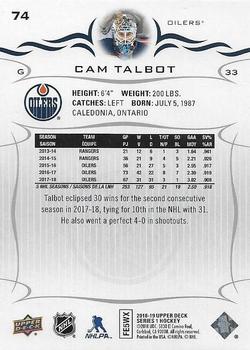2018-19 Upper Deck #74 Cam Talbot Back