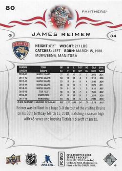 2018-19 Upper Deck #80 James Reimer Back