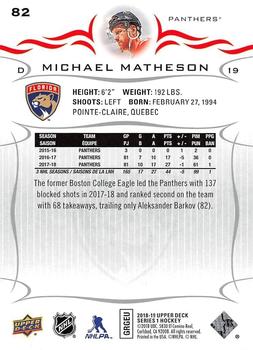 2018-19 Upper Deck #82 Michael Matheson Back