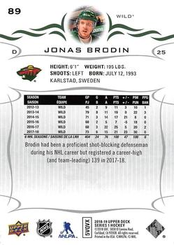 2018-19 Upper Deck #89 Jonas Brodin Back