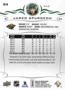 2018-19 Upper Deck #94 Jared Spurgeon Back