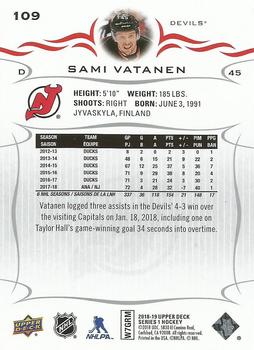 2018-19 Upper Deck #109 Sami Vatanen Back