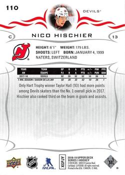 2018-19 Upper Deck #110 Nico Hischier Back