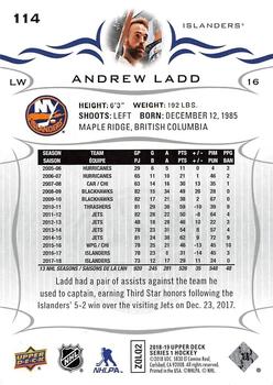 2018-19 Upper Deck #114 Andrew Ladd Back