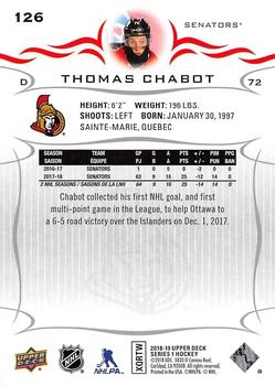 2018-19 Upper Deck #126 Thomas Chabot Back