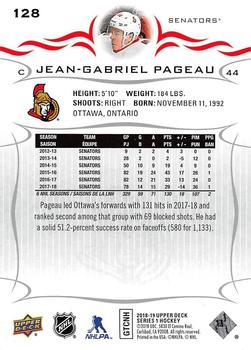 2018-19 Upper Deck #128 Jean-Gabriel Pageau Back