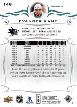 2018-19 Upper Deck #148 Evander Kane Back