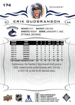 2018-19 Upper Deck #174 Erik Gudbranson Back