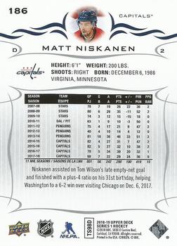 2018-19 Upper Deck #186 Matt Niskanen Back