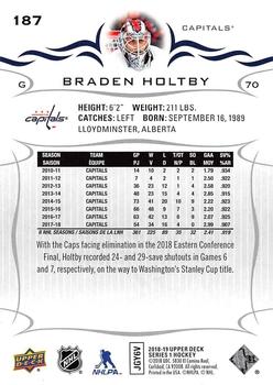 2018-19 Upper Deck #187 Braden Holtby Back