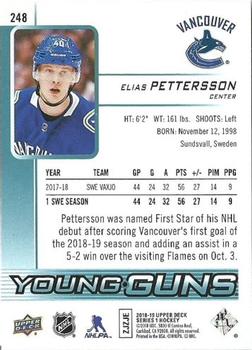 2018-19 Upper Deck #248 Elias Pettersson Back