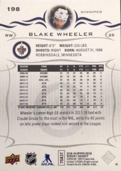 2018-19 Upper Deck #198 Blake Wheeler Back