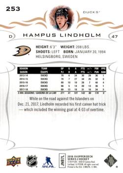 2018-19 Upper Deck #253 Hampus Lindholm Back