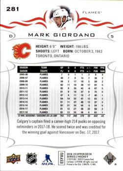 2018-19 Upper Deck #281 Mark Giordano Back