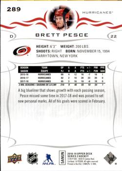 2018-19 Upper Deck #289 Brett Pesce Back