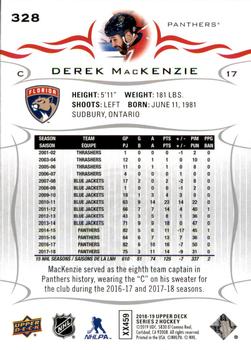 2018-19 Upper Deck #328 Derek MacKenzie Back