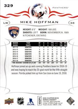 2018-19 Upper Deck #329 Mike Hoffman Back