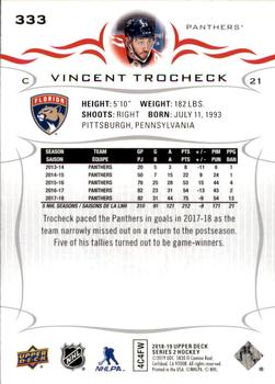 2018-19 Upper Deck #333 Vincent Trocheck Back