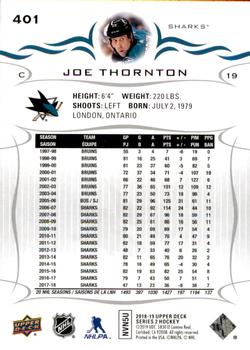 2018-19 Upper Deck #401 Joe Thornton Back
