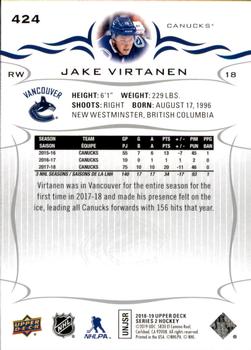 2018-19 Upper Deck #424 Jake Virtanen Back