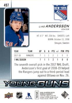 2018-19 Upper Deck #497 Lias Andersson Back