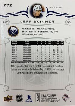2018-19 Upper Deck #272 Jeff Skinner Back
