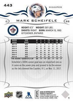 2018-19 Upper Deck #443 Mark Scheifele Back