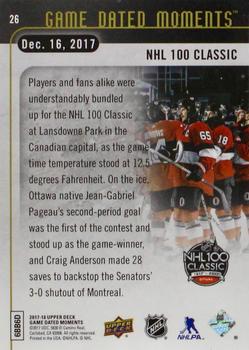 2017-18 Upper Deck Game Dated Moments #26 2017 NHL 100 Classic Back