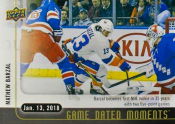 2017-18 Upper Deck Game Dated Moments #36 Mathew Barzal Front