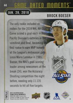 2017-18 Upper Deck Game Dated Moments #44 Brock Boeser Back