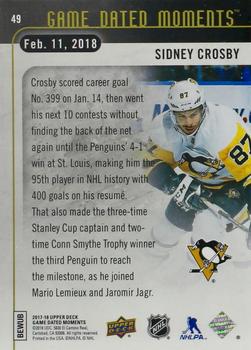 2017-18 Upper Deck Game Dated Moments #49 Sidney Crosby Back
