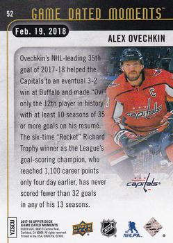 2017-18 Upper Deck Game Dated Moments #52 Alex Ovechkin Back