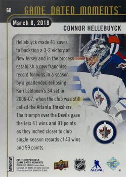 2017-18 Upper Deck Game Dated Moments #60 Connor Hellebuyck Back