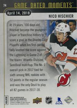 2017-18 Upper Deck Game Dated Moments #74 Nico Hischier Back