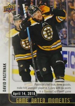 2017-18 Upper Deck Game Dated Moments #75 David Pastrnak Front