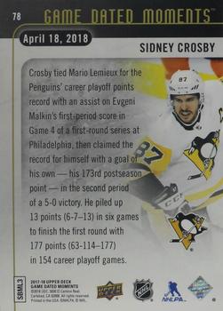 2017-18 Upper Deck Game Dated Moments #78 Sidney Crosby Back