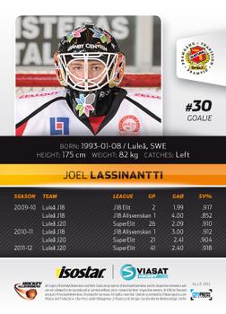 2012-13 HockeyAllsvenskan #ALLS-002 Joel Lassinantti Back
