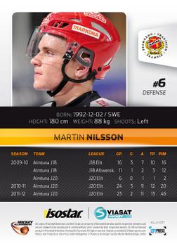 2012-13 HockeyAllsvenskan #ALLS-007 Martin Nilsson Back