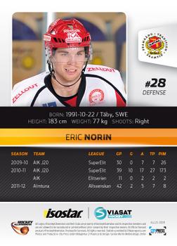 2012-13 HockeyAllsvenskan #ALLS-008 Eric Norin Back